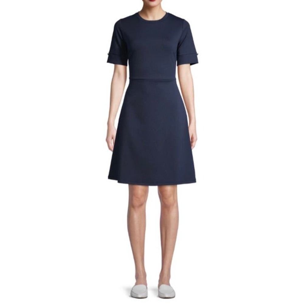 Short Sleeve Fit And Flare Dress- Size Large - Picture 2 of 7